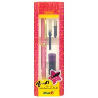 Bộ bút máy tp-ftc09 mực tím kèm 1 bộ ngòi và 2 ống mực - màu hồng - thiên long