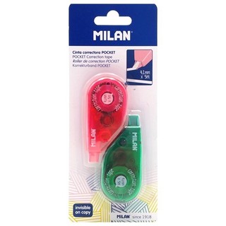 Vỉ 2 bút xóa kéo - milan 1302912 - hồng + xanh lá