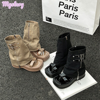 Giày bốt đế bệt thời trang nữ, dép kẹp, bốt denim