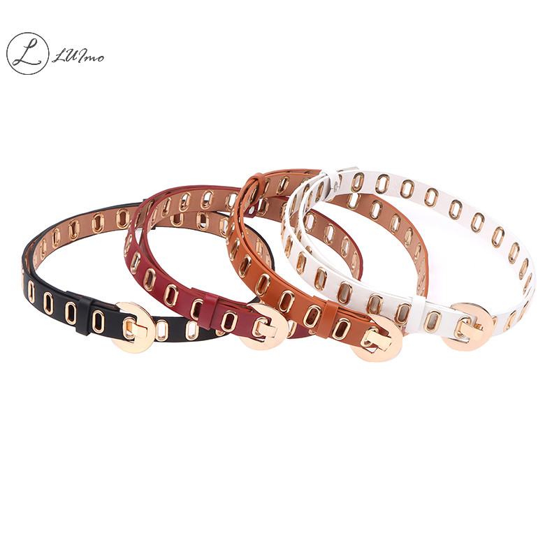 Luimo Mới Grunge Nữ Thắt Lưng Có Thể Điều Chỉnh Lỗ Grunge Punk Thắt Lưng Nữ Hợp Kim Pin Khóa Thắt Lư