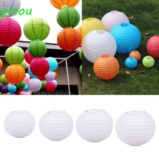 Đèn lồng giấy PINOU Trang trí tiệc sinh nhật tròn 10 / 15 / 20 / 25 / 30 / 35 / 40cm Đèn DIY giữa mùa thu Đèn lồng trắng