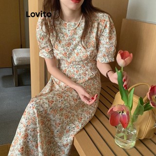 Đầm Lovito họa tiết hoa nhí phong cách thường ngày cho nữ LNE63093