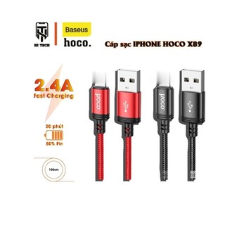 Dây sạc hoco x89, cáp sạc nhanh 2.4a, dây sạc nhanh 3a, cáp sạc hoco bọc dù dài 1m, hitechofficialstorevn