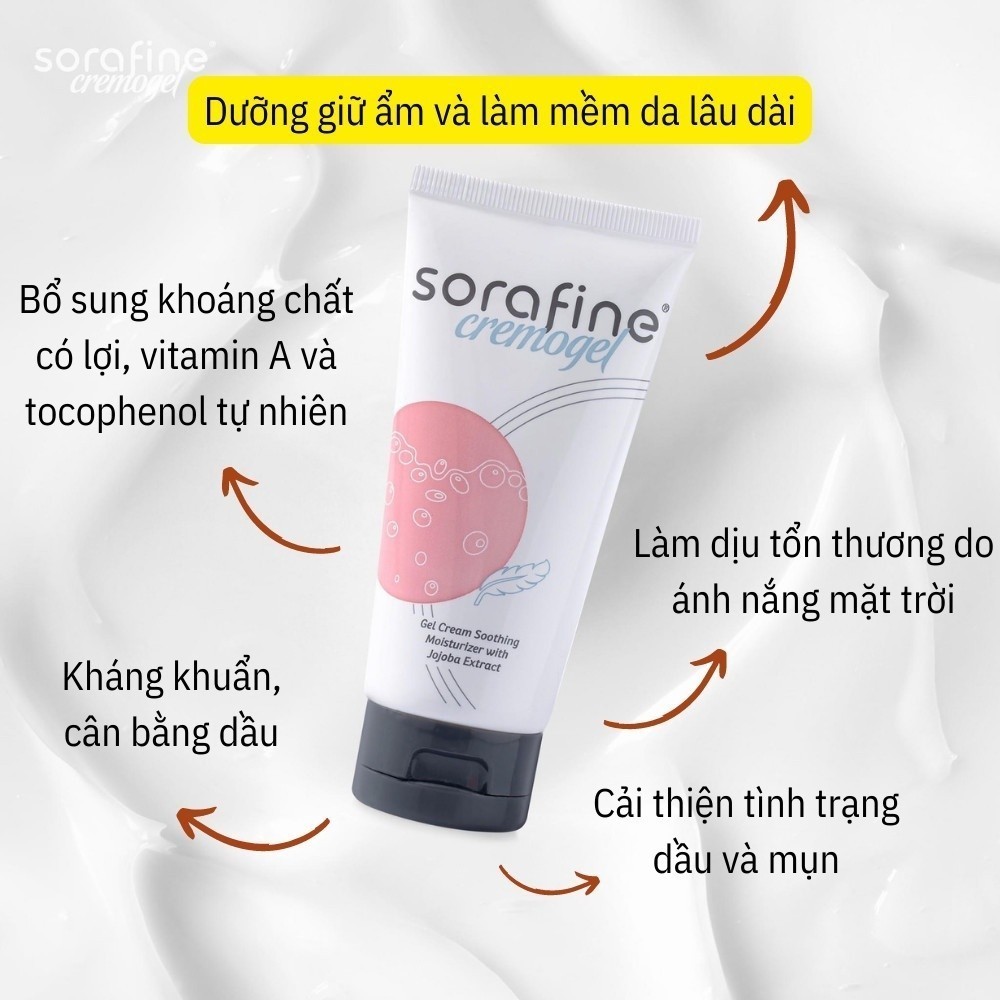Kem dưỡng ẩm cho da nhờn, mụn Sorafine Cremogel Dưỡng giữ ẩm và làm mềm da lâu dài - MÈO BEAUTY