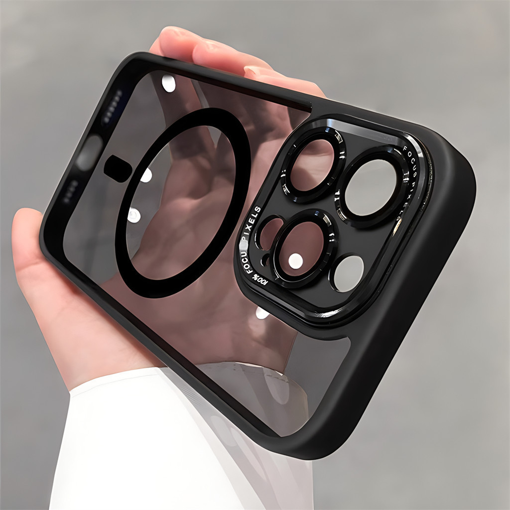 Ốp điện thoại ống kính kim loại 16 mới cho IPhone 16 Pro Max 12 13 14 15 Pro Max 11 16 Plus Vỏ trong suốt Vỏ chống sốc từ tính