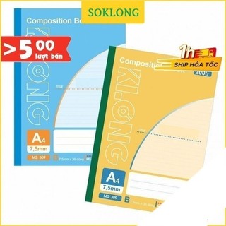 Vở A4 200 trang kẻ ngang may dán gáy Compostion Book KLong [SOKLONG], cuốn tấp sổ Klong MS 309