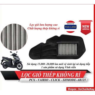 Lọc gió Thép Độ cho Airblade Vario Click Pcx Sh Mode xài vĩnh viễn, vệ sinh được. DoChoiXeMay