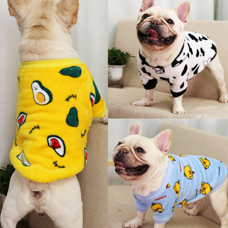 Thú Cưng Chó Quần Áo Hoạt Hình Da Báo In Pháp Bulldog Trung Bình Chó Lớn Quần Áo Áo Thun Ấm Sang Trọng Mèo Con Chó Con Trang Phục