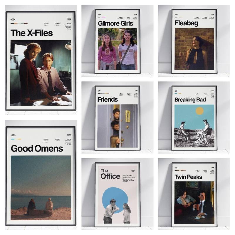 Poster quay phim Twin Peaks Friends Breaking Bad Good Omens Fleabag Gilmore Girls X Files Poster

