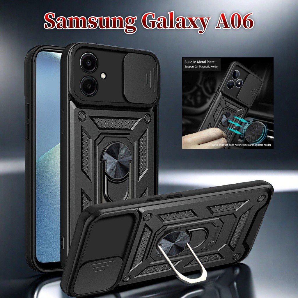 Ốp lưng chống sốc Samsung Galaxy A06 5G 2024 cho Samsung Galaxy A06 5G 4G 2024 Kéo đẩy bảo vệ Camera Vỏ điện thoại Vỏ giữ nam châm ô tô Vỏ chống sốc