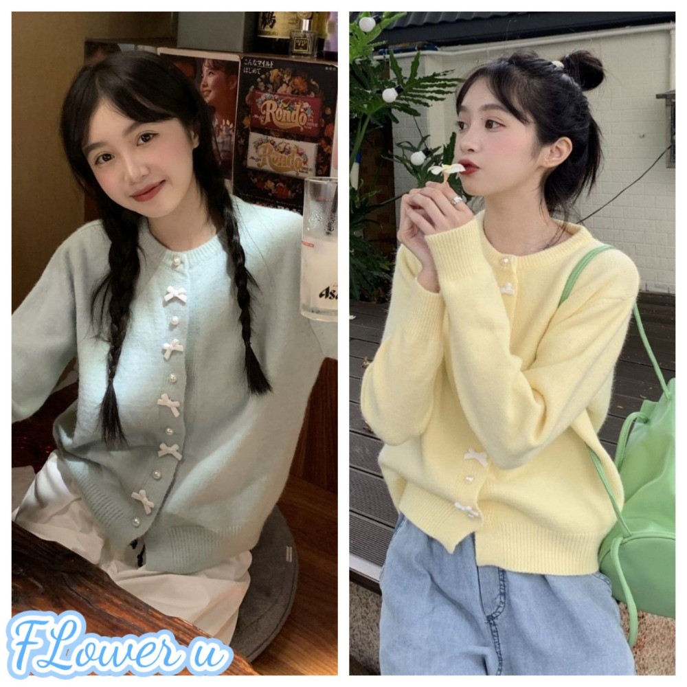 Floweryou Áo Khoác Cardigan Dệt Kim Dáng Rộng Thời Trang Mùa Thu Cho Nữ