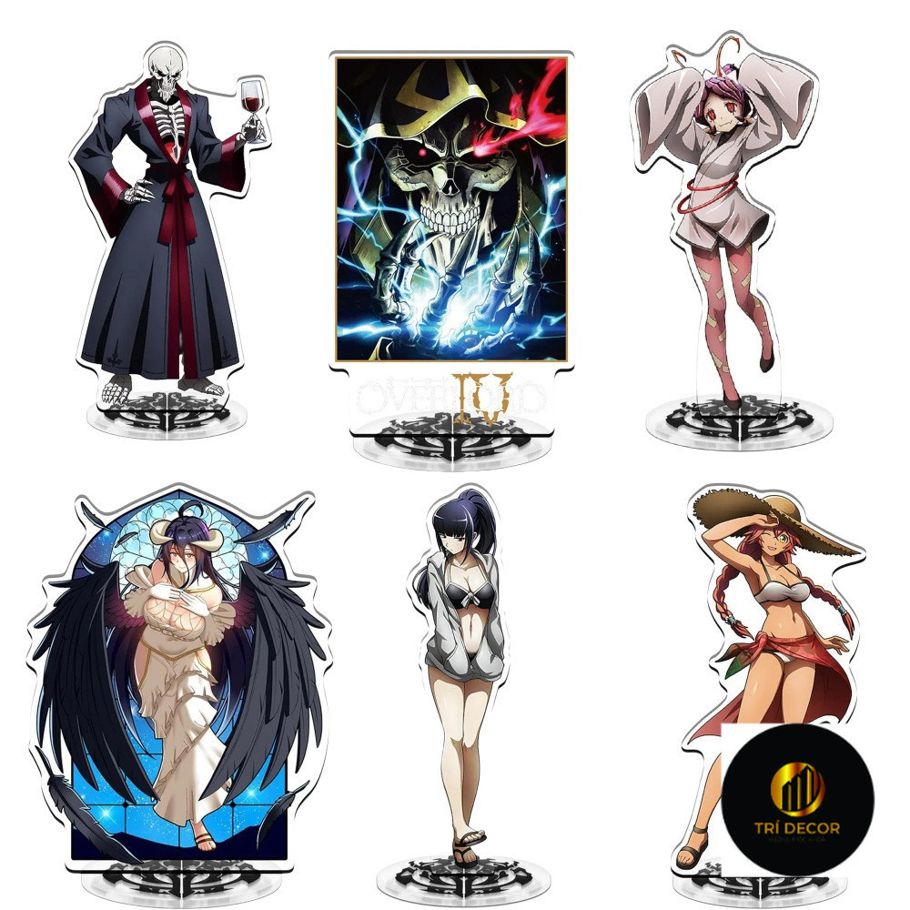 Mô hình Standee Anime Peripherals Overlord Ainz Ooal Gown Albedo Phụ kiện trang trí để bàn góc học t