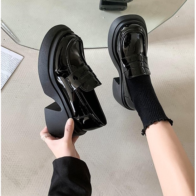 Giày Loafer Nữ Đế Cao Basic Chất Da Cao Cấp Giày Lolita Phong Cách Vintage MR11 
CamCamshoes