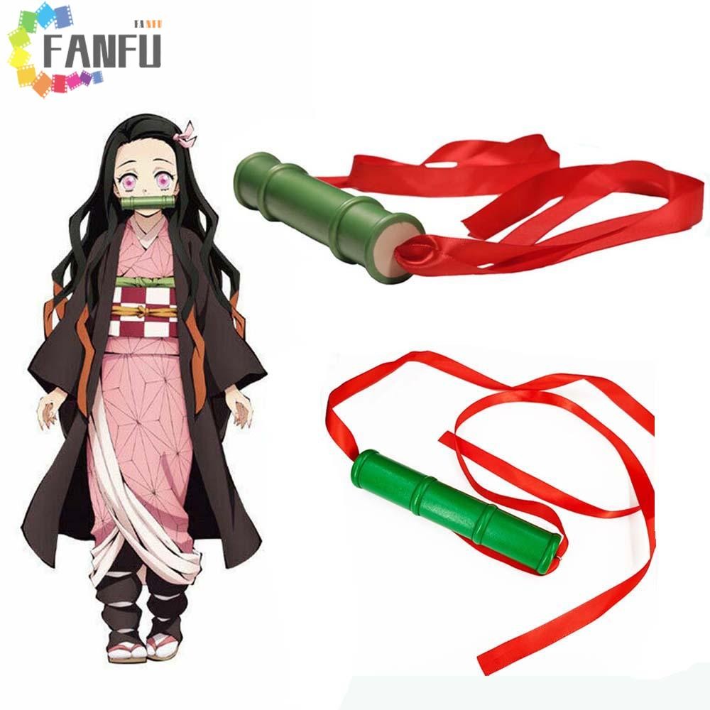 FANFUZOUZU Cosplay Đạo Cụ Nhựa Kamado Nezuko Tre Miệng Đạo Cụ Kimetsu no Yaiba Niêm Phong Dính Tre Ố