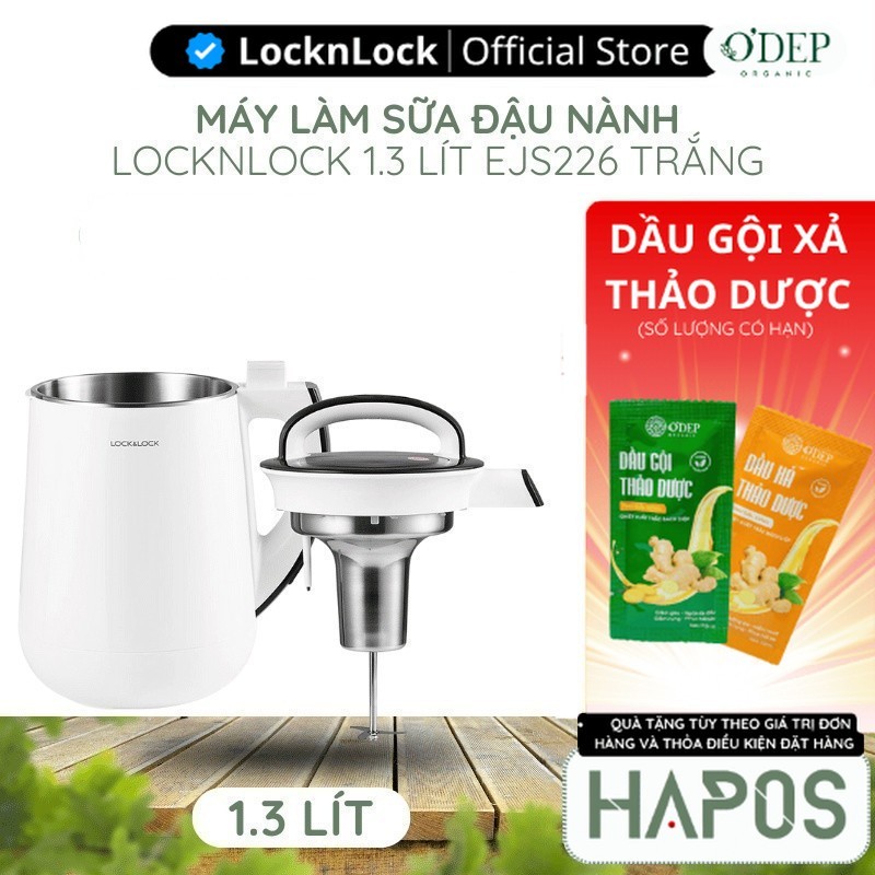 Máy làm sữa đậu nành LocknLock EJS226 1.3L 850W công nghệ gia nhiệt, chống tràn - Chính Hãng - HAPOS