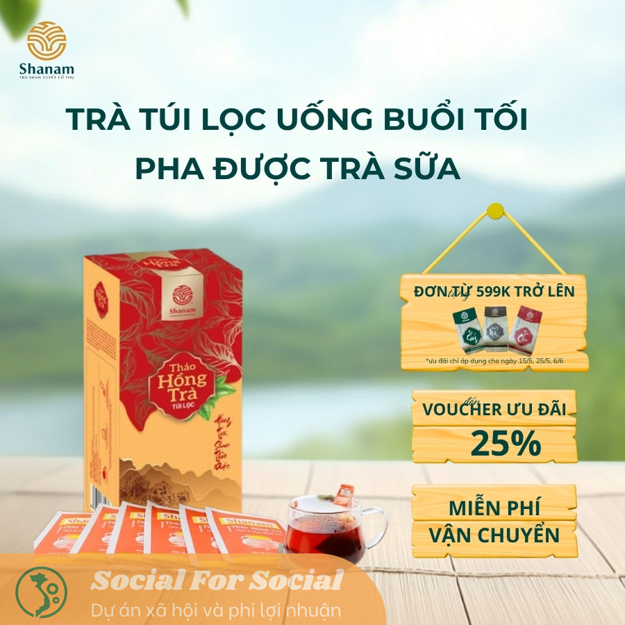 Trà Túi Lọc Thảo Hồng Trà, Trà Đen Shan Tuyết Hương Thơm Trái Cây Tự Nhiên 80G