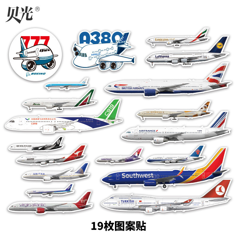 Máy Bay Dán Boeing Airbus Máy Bay Dán A380 Boeing 777 Mẫu Trang Trí Hành Lý Chống Thấm Nước Dán