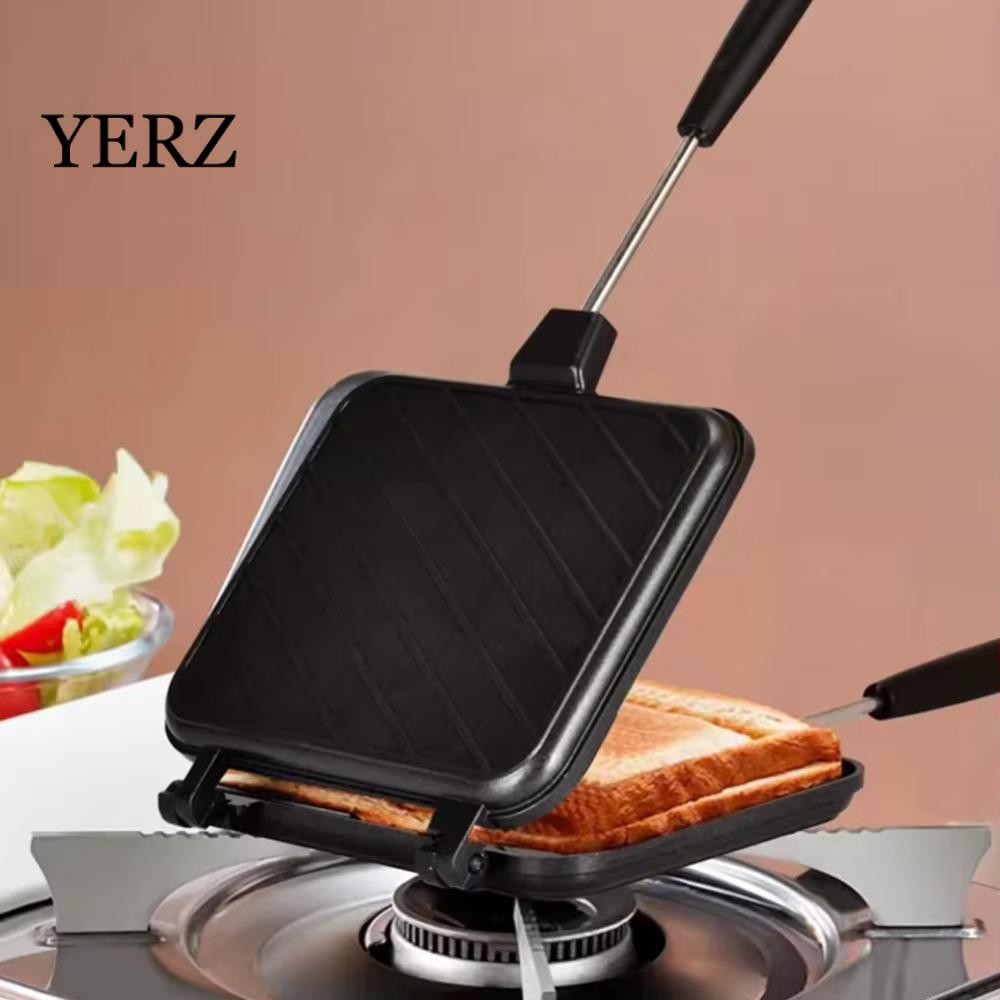 Máy làm bánh Sandwich YZ, Chảo chiên hai mặt bằng nhôm chịu nhiệt, Máy làm bánh nướng chống dính Chảo nướng lật nóng đều cắm trại