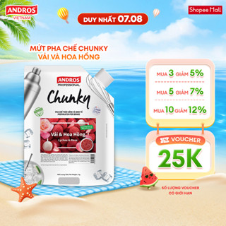 Mứt Pha Chế Vải & Hoa hồng - Có miếng trái cây thật - Nguyên liệu pha chế - ANDROS CHUNKY - 1kg