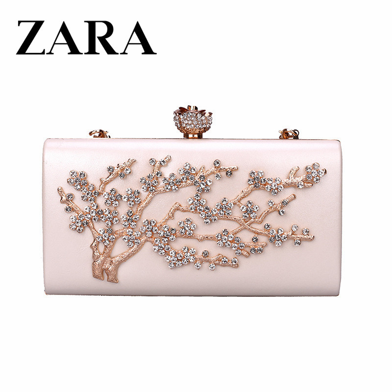 Zara Túi Nhỏ Phong Cách Mới Túi Ăn Tối Kim Cương Dây Xích Nhỏ Vuông Túi Cưới Cô Dâu Váy Tiệc Ly Hợp 