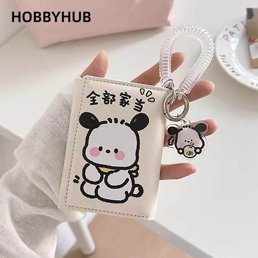 HOBBYHUB 3 Gấp Ví, Da 7 Khe Cắm Thẻ Pochacco Ví Gấp Ngắn, Hoạt Hình 1 Khe Cắm Tiền Giấy 1 Hình Bit T