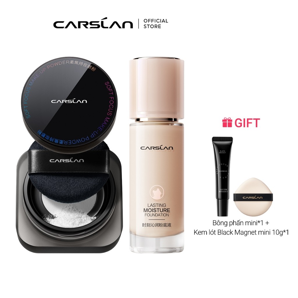 Mẫu mới【Combo】Carslan Kem nền Lasting lâu dài 30g + Phấn phủ Black magnetic 8g