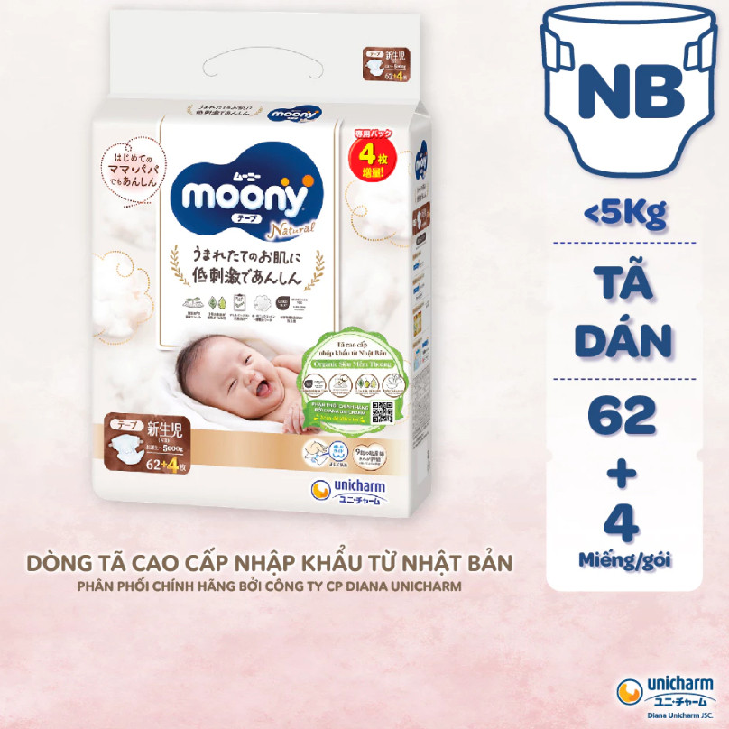 Tã Dán/Quần Moony Natural Siêu Cao Cấp -Nhập Khẩu Nhật Bản -Organic êm mềm cho bé