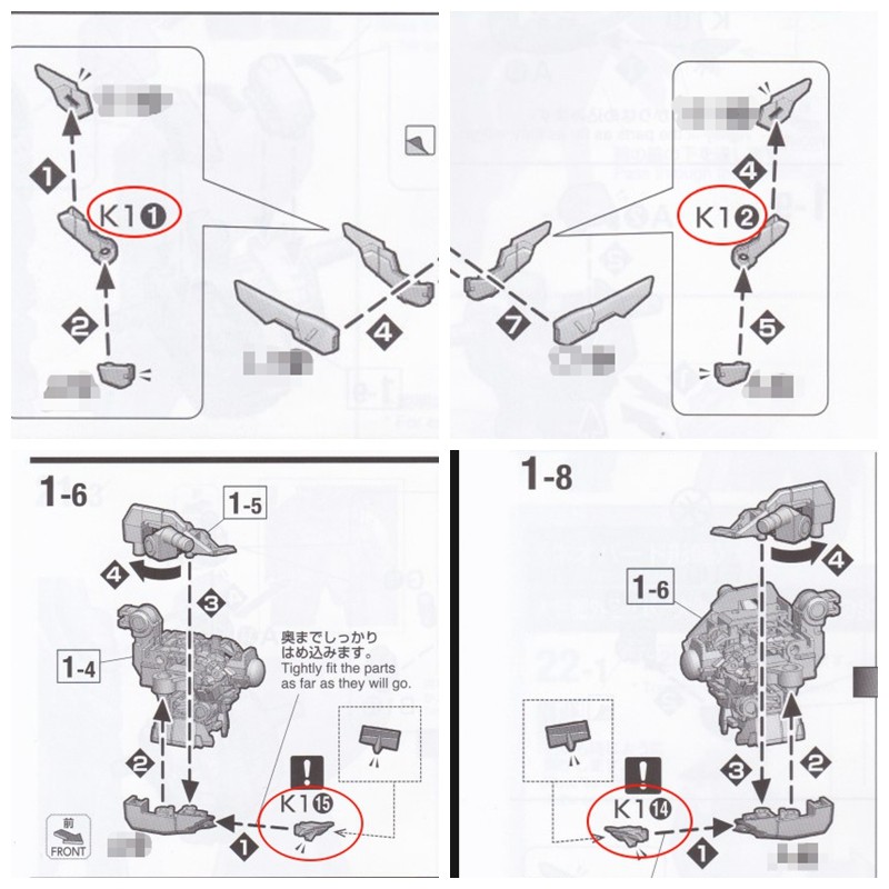 CA MG WING ZERO EW Ver.Ka K1-1 K1-2 K1-14 K1-15 Phụ tùng thay thế bằng nhựa
