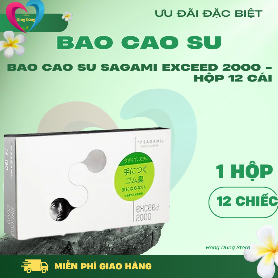 Bao Cao Su Sagami Exceed 2000, Siêu Mỏng, Có Nút Thắt Chống Trơn Trượt, Kéo Dài, Ôm Chặt, Hộp 12 Cái