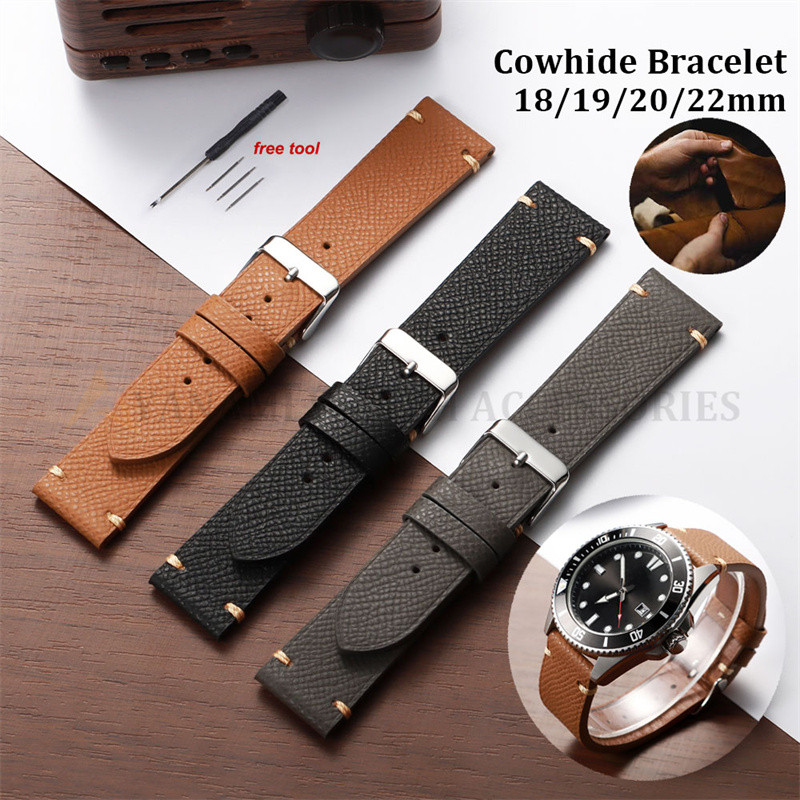 18mm 19mm 20mm 22mm Vòng Tay Da Bò Vintage Da Thật Chính Hãng Dây Đeo Đồng Hồ Đa Năng Nam Nữ Thay Th
