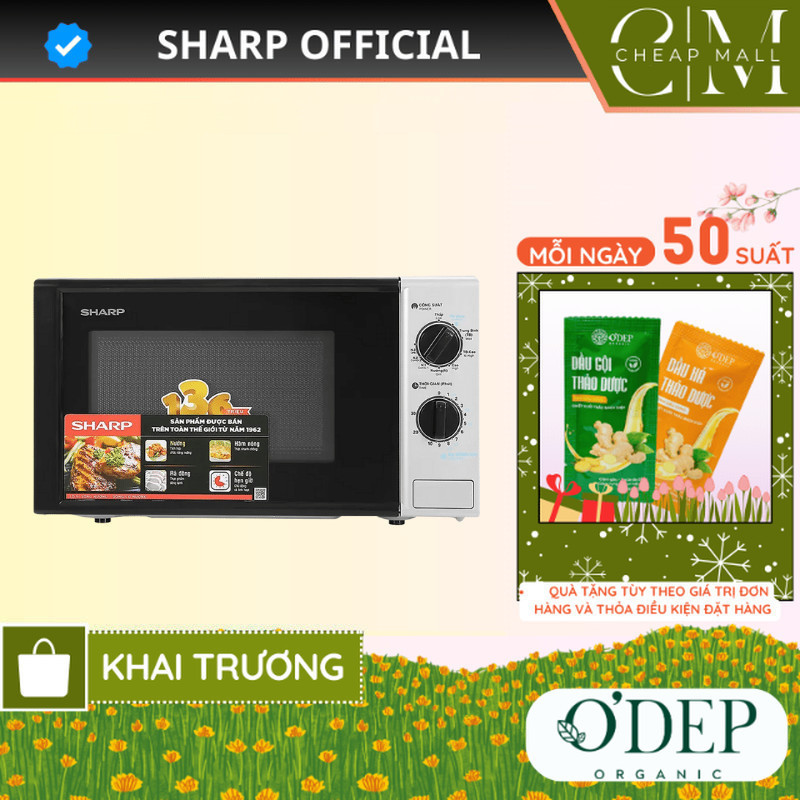 Lò vi sóng có nướng Sharp 20 Lít 800W - 1000W Chính hãng R-G225VN-BK - BẢO HÀNH 15 THÁNG - CHEAP CSA