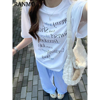 RANMO áo phông áo thun nữ croptop baby tee Stylish Cute Fashion Thời trang WTX24705SO 28Z240707