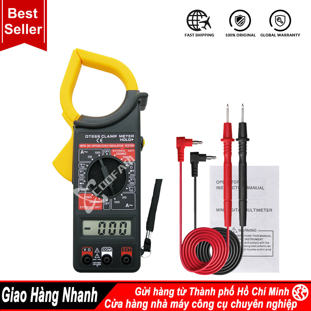 Ampe kìm Đồng hồ kẹp dòng vạn năng DT266, tần số, nhiệt độ, điện trở, điện áp