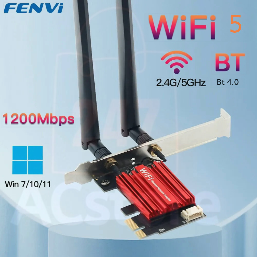 Card mang Card wifi Bluetooth Fenvi Wifi 5 Pci-e Không Dây Ac1200 Băng Tần Kép 2.4G/5GHz 802.11ac Ch