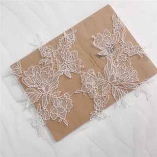  1 Cặp Hoa Ren Miếng Dán Cho Cô Dâu Váy Cưới Lưới Trắng DIY Handmade Quần Áo Sửa Chữa May Phụ Kiện 