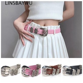 Thắt lưng da pu khóa hợp kim khắc họa tiết phong cách hàn quốc cổ điển