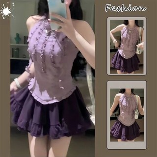 Violet trang phục ngọt ngào mùa hè dáng ôm mới váy thon gọn áo thiết kế tinh khiết bộ đồ sang trọng nhẹ