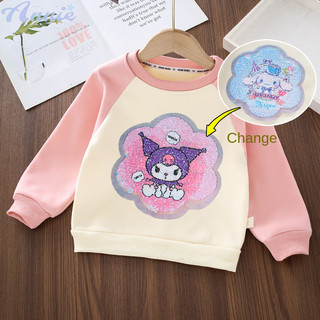 Annie Quần áo đổi màu Coulomi sequin Áo nỉ bé gái sang trọng có thể thay đổi