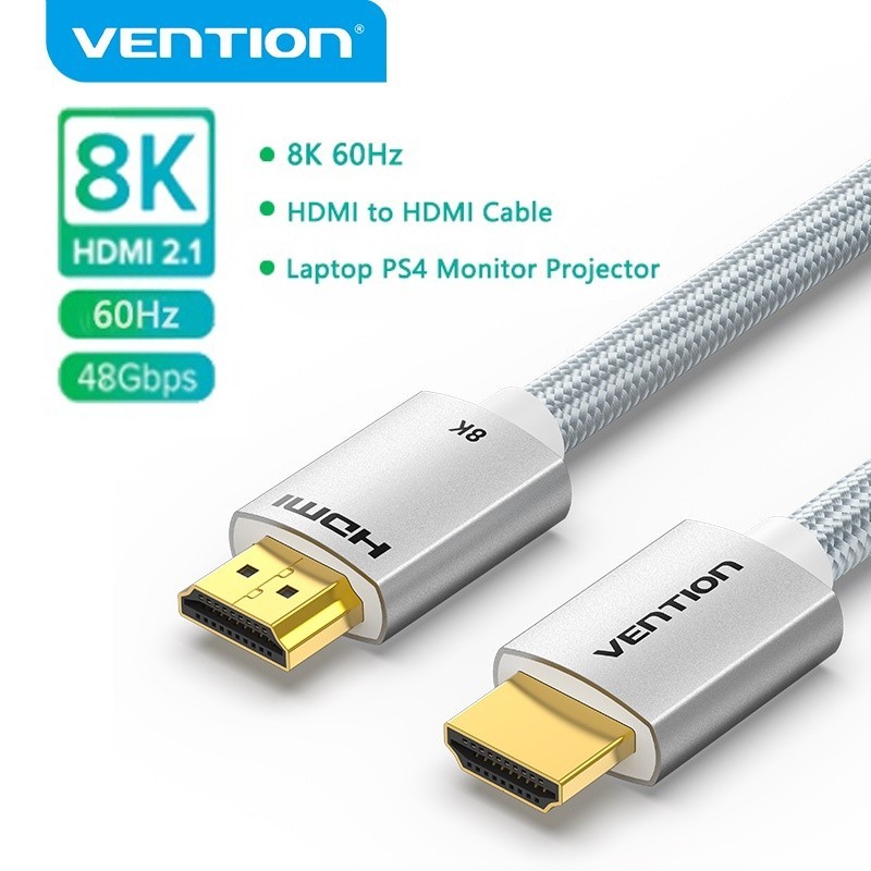 Cáp Vention HDMI 2.1 Hợp Kim Nhôm 8K / 60Hz Cáp HDMI Tốc Độ Cao 48Gbps Cáp Chia HDMI Dolby Vision HDMI Video Cáp Tương Thích Cho Xiaomi