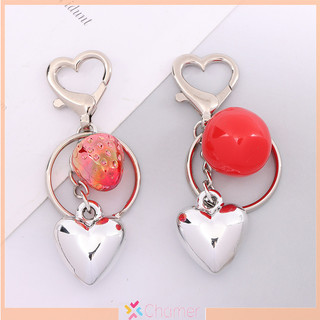 [Chamer] Túi móc khóa hình trái tim di động Charm Màu bạc Móc khóa tình yêu với mặt dây chuyền tinh tế Ví thời trang Phụ kiện máy ảnh MỚI