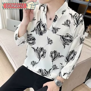 Áo sơ mi nam băng lụa DONGYU Áo sơ mi bảy tay hợp thời trang Áo sơ mi mỏng thường ngày