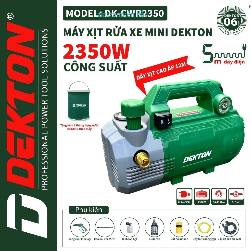 Máy Xịt Rửa Xe Chỉnh Áp Dekton /CWR2350 - 2350W / Motor Từ Lõi Đồng 100% CÓ CHỈNH ÁP LỰC . miền bắc
