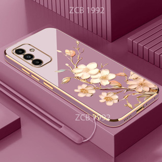 Ốp lưng Samsung A13 5G A04S A14 A15 A16 A24 A25 5G A34 A54 A55 M55 C55 4G 5G Vỏ điện thoại TPU vàng lan silicone cạnh thẳng mạ điện họa tiết hoa vườn giảm sốc