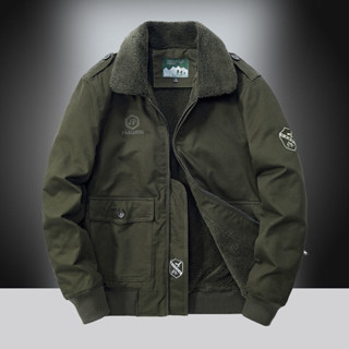 Áo khoác lông cừu mới Áo khoác nam dày ve áo thường ngày dáng rộng đồng phục quân đội Áo khoác Cotton