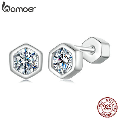 Bamoer 925 Sterling Sliver Studs Bông Tai Lấp Lánh Moissanite 0.1ct Trang Sức Quà Tặng Cho Nữ