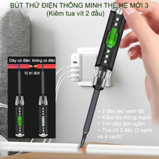mạch (M1222) Bút thử điện thông minh thế hệ mới 03, tua vít từ tính 2 đầu, đo thông mạch, kiểm tra dây đứt ngầm M1222
