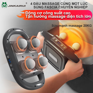 Jinkairui Súng Massage 4 đầu Fascia Gun chuyên nghiệp Rung Máy Massage Cầm Tay 4 Đầu Mát Xa Thư Giãn Cơ Thư giãn cơ mạnh 20KG Massage gun sức mạnh Sử dụng không dây