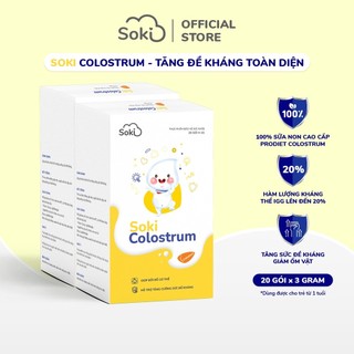 Combo 2 Sữa Non SOKI COLOSTRUM Tăng Sức Đề Kháng Giúp Bé Ăn Ngon, Hấp Thu Tốt, Tăng Cân Hộp 20 gói