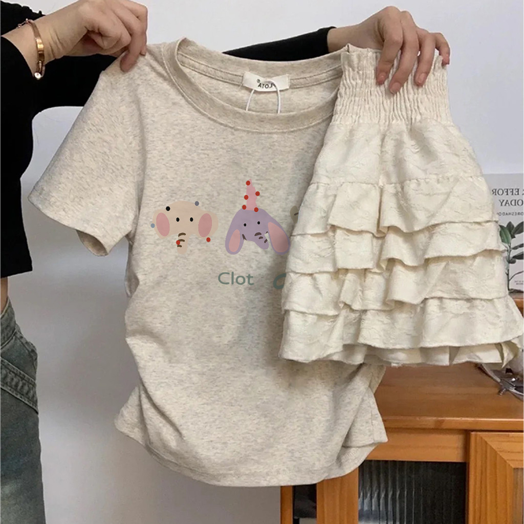 Áo thun ôm body nữ xám ghi hàn quốc local brand Salmo áo baby tee croptop
