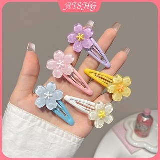AISHG Jelly Color Cherry Blossom Hair Clip Nữ Nhật Bản Dễ Thương Ngoài Trời BB Clip Phụ Kiện Tóc